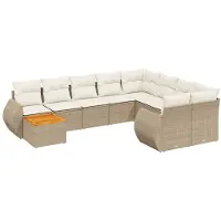 vidaXL Ensemble de salon de jardin 10 pièces avec coussins Beige Poly Rattan