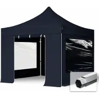 TOOLPORT 3x3 m Tonnelle pliante Alu, PVC 850, côtés panoramiques, noir