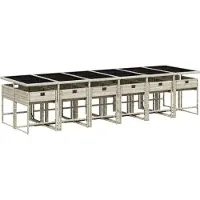 vidaXL Salon de jardin 13 pièces avec coussins gris clair Poly rotin
