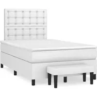 vidaXL Lit boxspring avec matelas blanc 120x200 cm similicuir