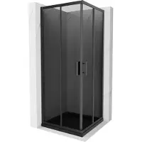 Mexen Rio Cabine de douche carrée 70 x 70 cm, Noir graphite, Noir + Receveur de douche plat, Noir - 860-070-070-70-40-4070B