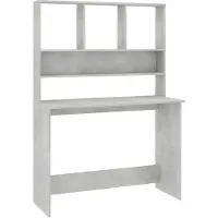 vidaXL Bureau avec étagères gris béton 110x45x157 cm Bois composite