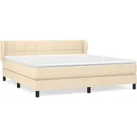 vidaXL Lit boxspring avec matelas Crème 160x200 cm Tissu