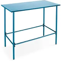 Oviala Table haute de jardin en métal bleu pacific 120 cm - Palavas
