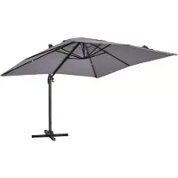 Oviala Parasol déporté inclinable et rotatif 3 x 3m en aluminium gris - Malaga