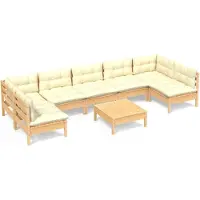 vidaXL Ensemble salon de jardin 8 pièces avec coussins crème pin massif