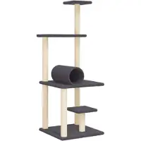 vidaXL Arbre à chat avec colonnes à griffer en sisal gris foncé 136 cm