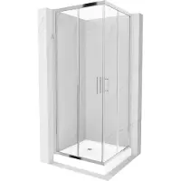 Mexen Rio Cabine de douche carrée 80 x 80 cm, transparente, chromée + receveur de douche Rio, blanc - 860-080-080-01-00-4510