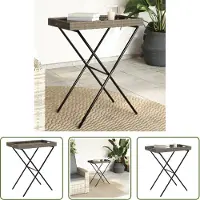 The Living Store Table à plateau pliante Gris 65x40x75 cm Poly rotin