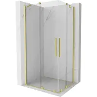 Mexen Velar Duo cabine de douche coulissante 90 x 80 cm, transparent, or brossé - 871-090-080-02-55