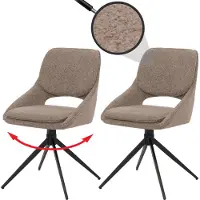Mendler Fauteuil de salle à manger HWC-N73, chaise de cuisine, pivotante avec retour automatique, revêtue en tissu bouclé (540g/m²), couleur beige
