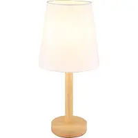 Nowa Lampe de table, aspect bois, blanc, interrupteur, H 45 cm