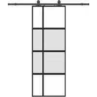 vidaXL Porte coulissante avec ferrure noire 76x205 cm verre trempé