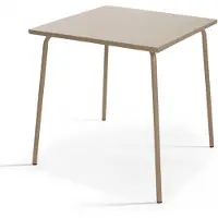Oviala Table de jardin carrée en métal 4 places 70 cm taupe - Palavas
