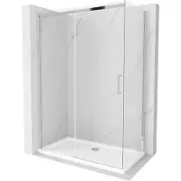 Mexen Omega Cabine de douche pliante 140 x 80 cm, Transparent, Chrome + Receveur de douche plat - 825-140-080-01-00-4010