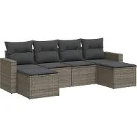 vidaXL Ensemble de salon de jardin 6 pièces avec coussins Gris Poly rotin