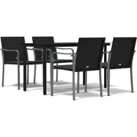 vidaXL Ensemble de jardin 5 pièces avec coussins Poly rotin et acier