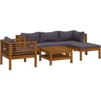 vidaXL Ensemble de salon de jardin 6 pièces avec revêtement en bois massif d'acacia