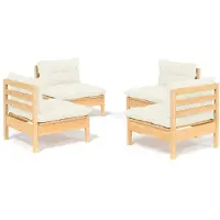 vidaXL Ensemble de salon de jardin 4 pièces avec coussins Crème Pin