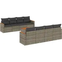 vidaXL Ensemble de salon de jardin 9 pièces avec coussins Gris Poly rotin