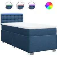 vidaXL Lit boxspring avec matelas bleu 90x200 cm Tissu