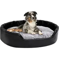 vidaXL Hundekorb 90x79x20 cm Plüsch und künstliches Lederschwarz und Grau