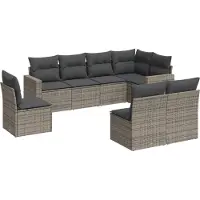 vidaXL Ensemble de jardin canapé 8 pièces avec coussins Gris Poly rotin
