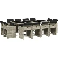 vidaXL Salon de jardin 13 pièces avec coussins gris clair Poly rotin