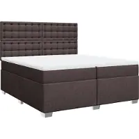 vidaXL Lit boxspring avec matelas brun foncé 200x200 cm Tissu