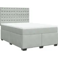 vidaXL Lit boxspring avec matelas gris clair 140x190 cm velours