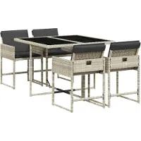 vidaXL Ensemble à manger de jardin et coussins 5 pcs gris clair rotin