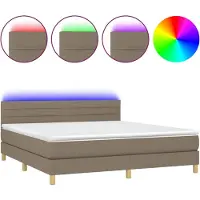 vidaXL Lit Boxspring avec matelas & LED Taupe 180x200 cm Tissu