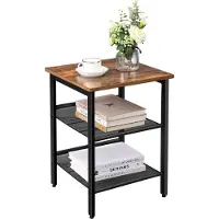 Leobert Table d'appoint, avec 2 étagères grillagées réglables, design industriel