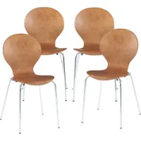 En.casa Chaise de salle à manger 'Etne' set de 4 pièces bois métal 85 x 48 x 50 cm aspect noyer / chrome