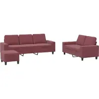 vidaXL Canapé 3 pièces rouge vin Tissu