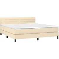vidaXL Lit boxspring avec matelas Crème 180x200 cm Tissu