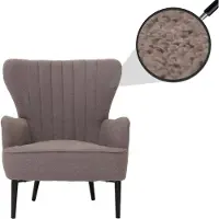 Mendler Fauteuil relax HWC-K37, fauteuil club/fauteuil à oreilles, fauteuil rembourré, style rétro vintage, tissu bouclé (600 g/m²), couleur gris clair