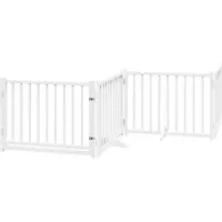 vidaXL Porte pour chien 4 pièces avec porte Pliable Blanc 320 cm Sapin massif