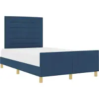 vidaXL Cadre de lit avec tête de lit bleu 160 x 200 cm Tissu
