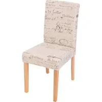 Mendler Chaise de salle à manger Littau, chaise de cuisine, tissu/textile crème d'écriture, pieds clairs