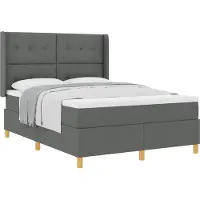vidaXL Lit boxspring avec tête de lit gris foncé 140 x 190 cm Tissu