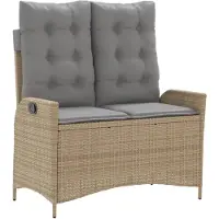 vidaXL Banc de jardin Réglable avec coussins Beige Poly Rattan