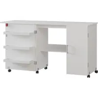 Vicco table de couture Carmen Blanc 148x75cm avec 3 étagères et armoire, Model 56210