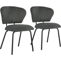 Happy Garden Lot de 2 chaises en velours côtelé gris foncé NILSA