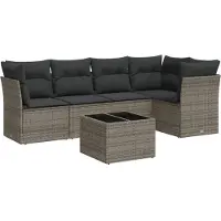 vidaXL Ensemble de salon de jardin 6 pièces avec coussins Gris Poly rotin