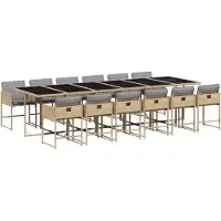 vidaXL Ensemble de jardin 13 pièces avec coussins Mélange beige Poly rotin