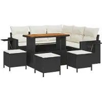 vidaXL Ensemble de canapés de jardin avec coussins 10 pièces Noir et crème Polyrotin