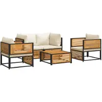 vidaXL Ensemble de 5 canapés de jardin avec coussins en bois massif d'acacia