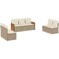 vidaXL Ensemble de salon de jardin 7 pièces avec coussins Beige Poly Rattan