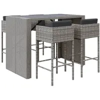 vidaXL Ensemble bar de jardin 5 pièces avec coussins Gris Poly rotin